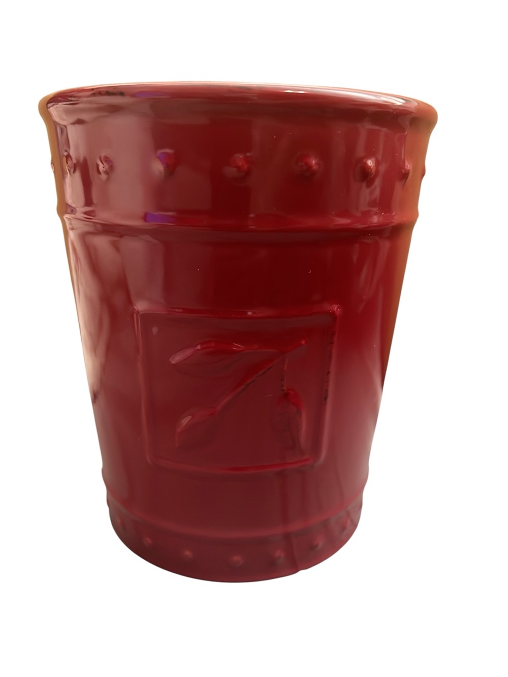 Signature Housewares Sorrento Ruby Red Utensil Holder Tool Jar Crock